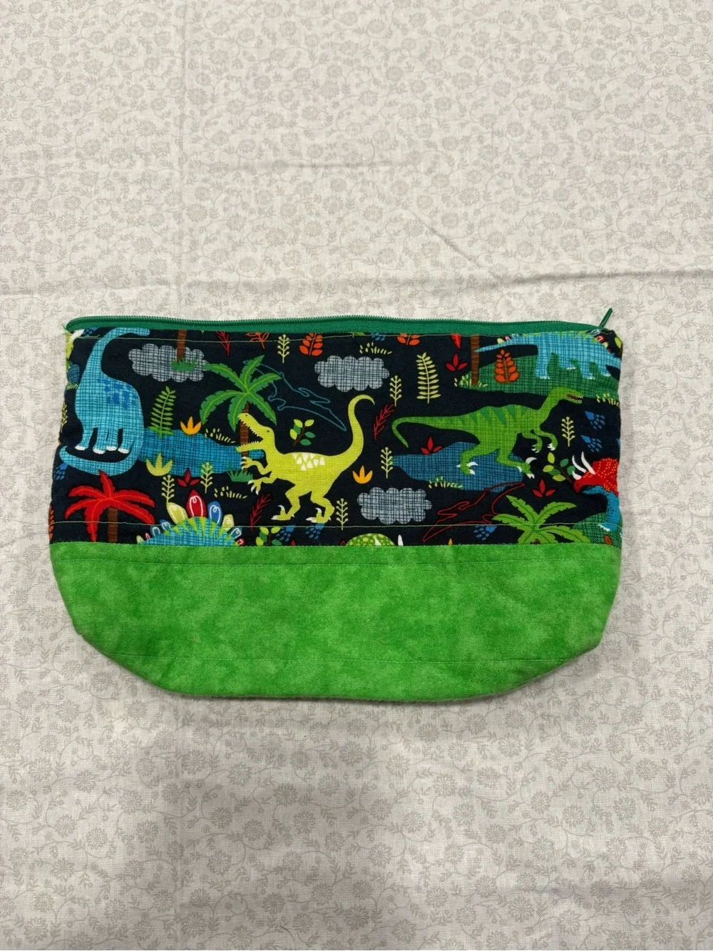 Cute Colorful Dinosaur Fabric Zipper Pouch School Organizer